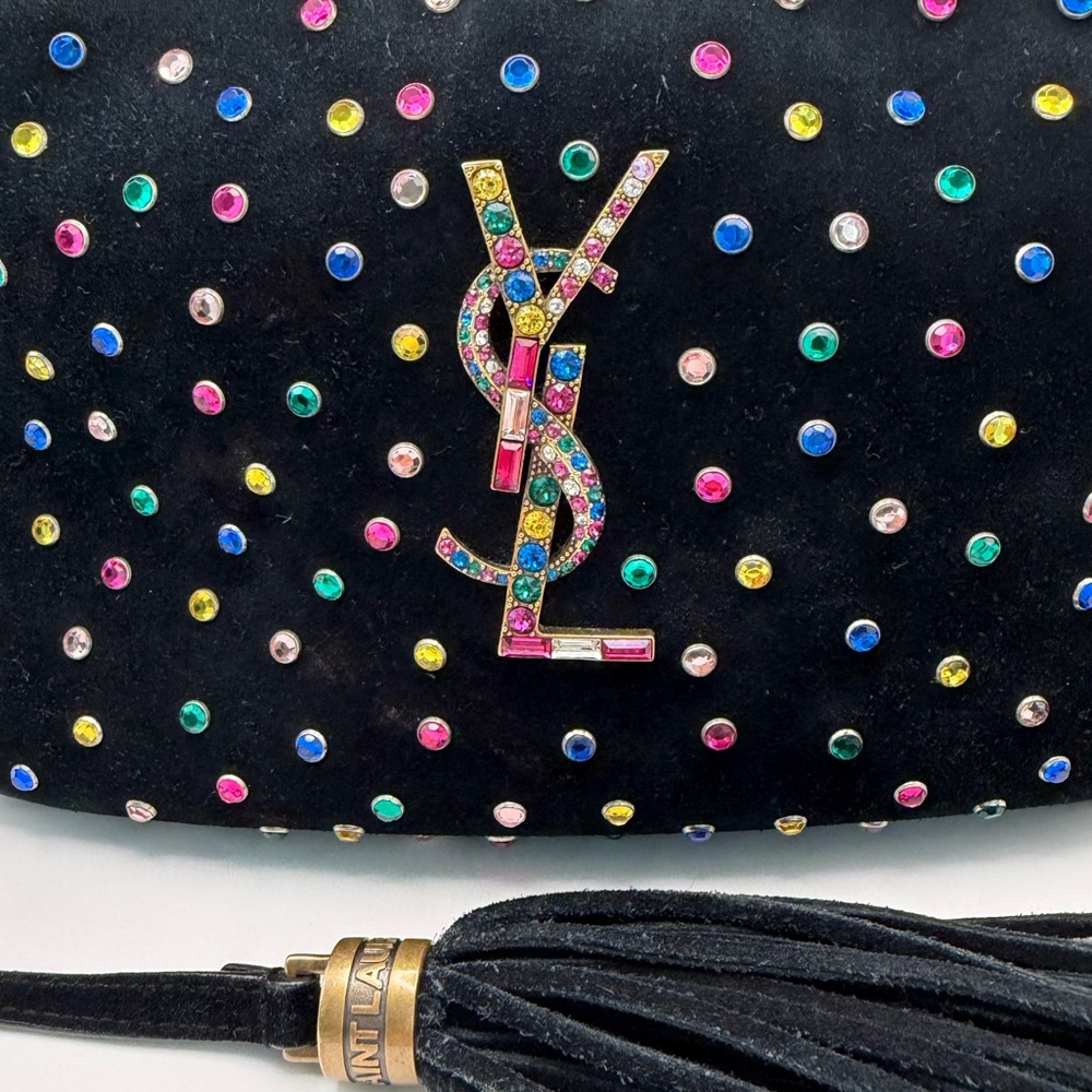 Yves Saint Laurent Rainbow Crystal Studded tassel crossbody Camera Bag - Picture 8 of 17